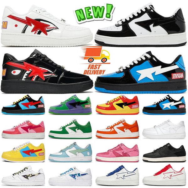 2023 Diseñador de lujo Zapatos para correr Plataforma Zapatillas bajas Sk8 Entrenadores para hombre Charol Tiburón Negro Blanco Rojo Hombres Mujeres Deporte al aire libre Entrenador