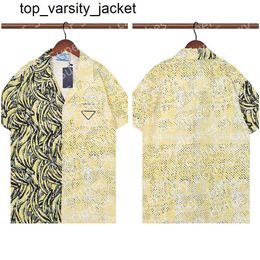 2023 Shirts de créateurs de luxe Mentiers Fashion Mode Géométrique Print Bowling Shirt Hawaii Floral Men décontracté