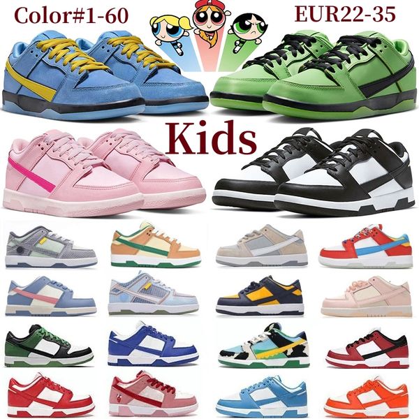 Chaussures de course pour enfants Powerpuff Girls Sneakers Panda Blanc Noir Unc Gris Brouillard Rose Fleur Enfant En Bas Âge Enfants Tod Préscolaire Filles Garçons Bébé Enfant Baskets De Sport 22-35 Gai