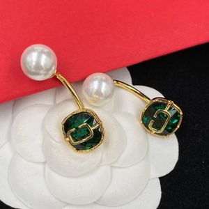 Boucles d'oreilles de luxe avec pendentif émeraude, en perles, avec lettres, personnalité Noble, pour dames, cadeau d'anniversaire, avec boîte, 2023