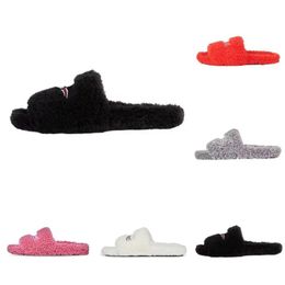 2023 Luxe Fashion Designer Femmes Pantoufles Sandales Dames Hiver Laine Diapositives Fourrure Fluffy Furry Lettres chaudes Sandales Confortable Fuzzy Girl Flip Flop Slipper 35-42