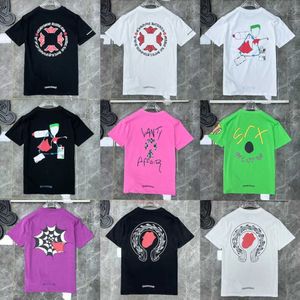 2023 Mode de luxe T-shirt pour hommes Ch Marque Chromees Tops Tees Designer Femmes Sanskrit Lettre Couple T-shirt Sweat-shirt Horseshoe Flower Heartxuiu