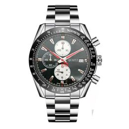 2023 Luxury Fashion Men's Watch Silver and Black Steel Bracelet Watch Strap Watch Sports Timing multifonctionnel Calendrier monte F1 007