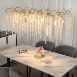 2023 Luces LED de vidrio dorado de lujo Lámparas de techo de techo Lámparas colgantes colgantes decoración del hogar para comedor lustres