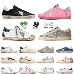 2024 Luxe Gouden Sneakers Dames Heren Casual Designer Schoenen Superstar Never Stop Oreaming Star Lederen Loafers Lage Sneaker Platform Doold Dirty Italy merk Trainers