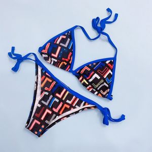 Maillot de bain design luxe sexy bikini ensemble marque lettres maillots de bain dames dos nu maillot de bain fendu