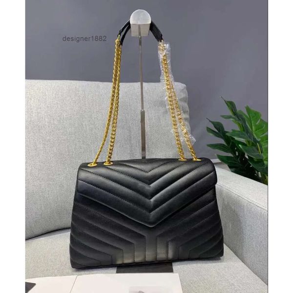 2023 Sac à main de luxe fourre-tout noir marque Loulou en forme de Y Designer couture en cuir dames chaîne en métal de haute qualité Clamshell Messenger boîte-cadeau en gros