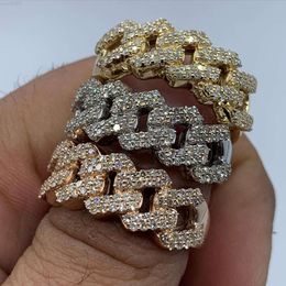 Bague cubaine de luxe pour hommes, style hip hop, en or massif 14 carats, diamant Moissanite glacé, 2023