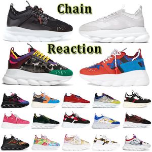 2023 Luxe Italië schoenen platform Chain Reaction Fashion Designer sneakers zwart wit multi-color suède Bluette Gold Twill fluo tan luxe heren dames Barocco Trainer