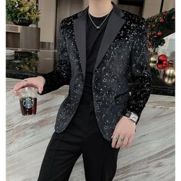 2023 Luxus Herren bedruckte Jacke Business Casual Anzugjacke Herbst ultradünne Hochzeit Brautzimmer Gesellschaftskleid Jacke Weste für Männer 231229