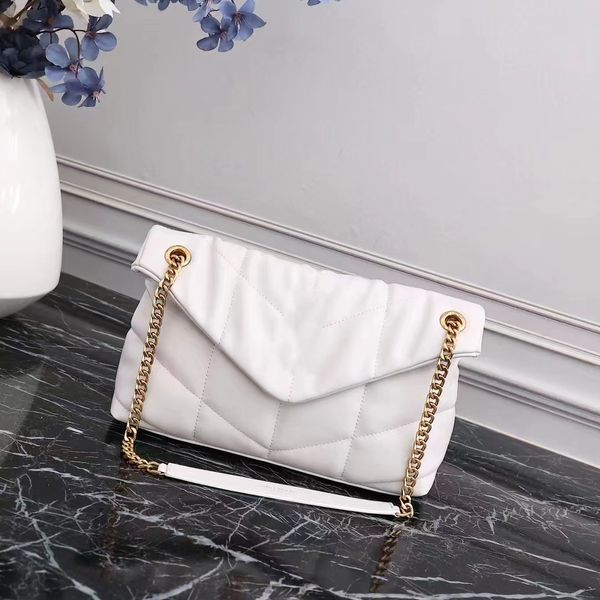 2023 Mini bolsos de lujo Bolsos de hombro Marca LOULOU Diseñador en forma de Y Costura de cuero Señoras Cadena de metal Bolsas de cadena de mensajero Caja al por mayor