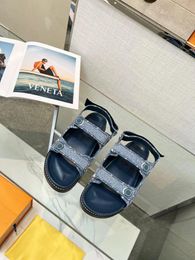 2023 luxe Paseo plat confortable sandales femmes imprimé Denim toile pantoufles décontractées avec boîte
