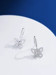 2023 Luxe kwaliteit CHARM druppeloorbel hanger ketting vlindervorm en sprankelende diamant in S925 zilveren armband PS7647B