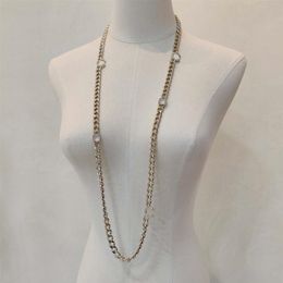2023 Luxe kwaliteit Charme lange trui ketting hanger ketting met diamant en kraal in 18k verguld met doosstempel PS7504A2804