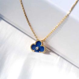 2023 Luxury kwaliteit charme hanger ketting met één diamant en blauw kleurontwerp in 18K vergulde goudstempel PS5005