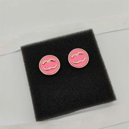 2023 Boucle d'oreille ronde de charme de qualité de luxe avec couleur rose en plaqué or 18 carats avec tampon de boîte PS7509A2902