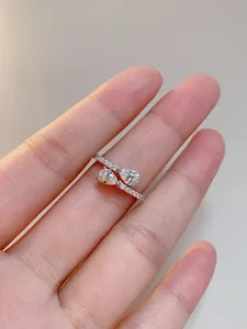 2023 Luxe kwaliteit S925 zilveren bedelring met sprankelende diamanten bruiloft sieraden cadeau hebben stempel PS7638B