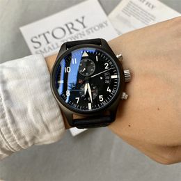 2023 montre à quartz de luxe pour hommes série pilote décontracté mode hommes montre-bracelet haut de gamme bracelet en cuir noir iwcs 15