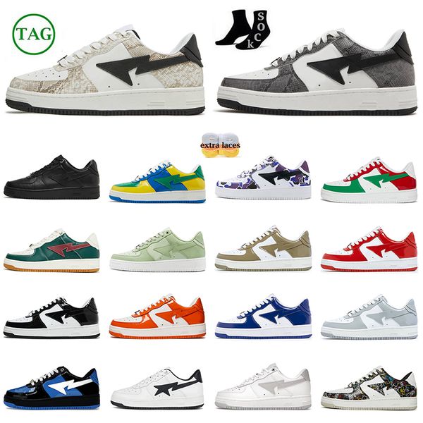 2023 Luxury SK8 Sta Court Bapeesta Zapatos casuales Diseñador M2 Gris Verde JJJ Jound Blanco Gris Cara de tiburón Negro Azul Gamuza Tiburón Blanco Hombres Mujeres Zapatillas de deporte para correr al aire libre