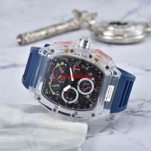 Montre militaire bleue de luxe pour hommes, boîtier Transparent, chronographe, montres de sport en Silicone, horloge Steampunk, Reloj Hombre, 2023