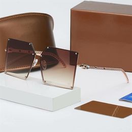 2023 Luxury Top Classic Classic Square Rimless Sunglasses Designer Brand Fashion Womens Sun Glasses Lost de verre en verre métal