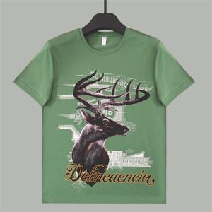 2023 Camiseta de lujo Hombres S Mujeres Diseñador Camisetas Moda de verano corta Casual con letra de marca Pinting Sika Deer Diseñadores de alta calidad camiseta