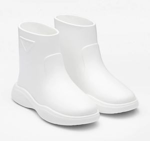 2023 Luxe dames zwarte rubber laarsjes rubberen laarzen dames mode wit platform waterdichte regen laars platte schoenen