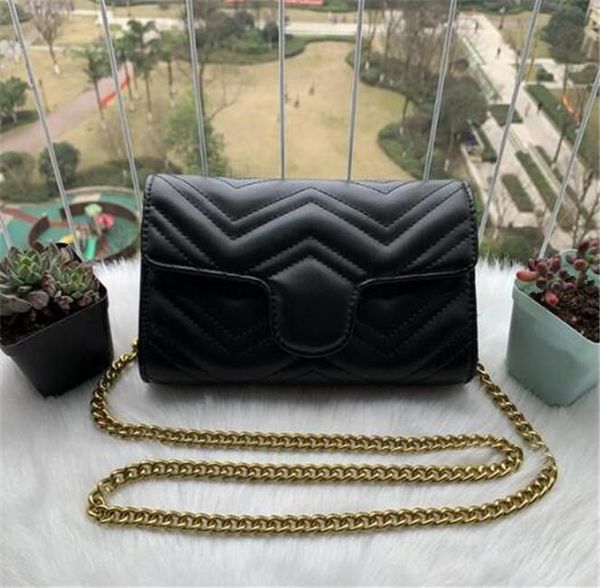 2023 Designers de luxe Marmont Sacs plats Chaîne Sac à bandoulière Look classique Crossbody polyvalent Femme Noir Sac à main Femmes Sac à main de luxe en cuir véritable Rouge Blanc Embrayage