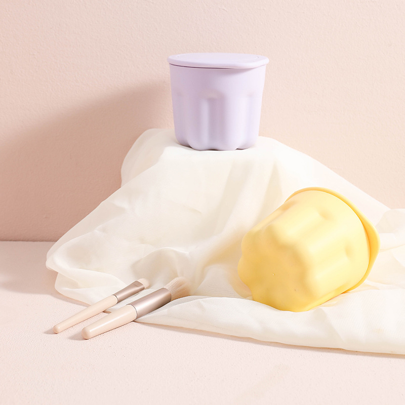 2023 마카롱 포장 다채로운 실리콘 메이크업 브러시 컨테이너 세탁 컵 휴대용 메이크업 브러시 클리너 저장 도구