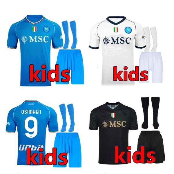 2023 maglia napoli camiseta de fútbol 23 24 maglie calcio ZIELINSKI ANGUISSA OLIVERA KVARATSKHELIA maglietta napoliS kits de fútbol para niños