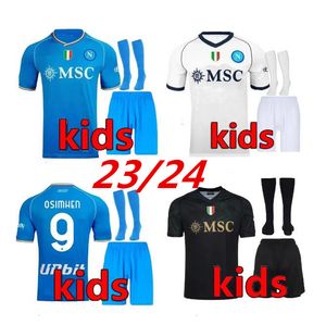 2023 Maillot de football Maglia Napoli 23 24 Maglie Calcio ZIELINSKI ANGUISSA OLIVERA KVARATSKHELIA maglietta napoliS kits de football pour enfants 999