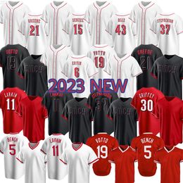 2023 Jerseys de béisbol de hombre Use 6 Jonathan India 19 Joey Votto 15 Nick Senzel Alexis Diaz Hunter Greene Tyler Stephenson Barry Larkin Johnny Bench Ken Griffey Jr