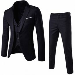 2023 Costume 3 pièces pour hommes Ensemble de fête Busin Mariage Veste + Gilet + Pantalon Ensembles Costume de luxe Blazer à revers Pantalon décontracté pour hommes A7In #