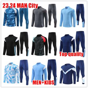 2023 Survêtement homme City Haaland demi-zip costume d'entraînement hommes enfants 22 23 24 nouveau vêtements de sport à manches longues football garçons filles survatment pied chandal futbol sweat-shirt hauts