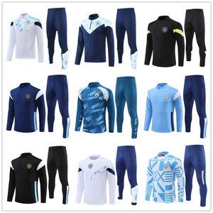 2023 hombre chándal Ciudad HAALAND Camisetas de fútbol media cremallera HOMBRES Y Niños Traje de entrenamiento 22/23/24 NUEVO Manga larga Ropa deportiva Fútbol Niños niñas Survatment Foot chandal TOP