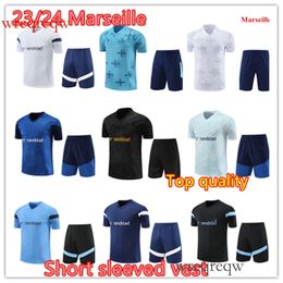 2023 Marseilles Tracksuits à manches courtes Gilet de soccer Jerseys Training Costume 23/24 Nouveau Marseille Chandal Futbol Maillot de Foot Football Shirt survivant