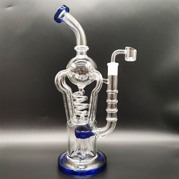 2023 Master Piece Heady Bong Incycler Recycler Bangs En Verre Bleu Dab Rig Lookah Lab 14.4mm Mâle Joint À La Main Bubbler