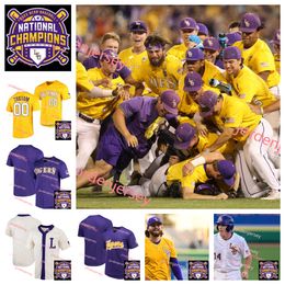 2023 MCWS National Champs LSU Baseball Jersey Zach Watson Will Harris Chris Reid Hal Hughes Alex Bregman Antoine Duplantis Custom Cousted LSU Dylan Crews White