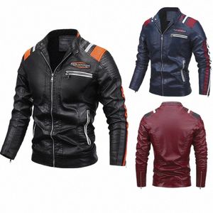 2023 Mannen Herfst Jas Bomber Biker Rits Motorfiets Nepbontjas Mannelijke Fleece Piloot Vintage Zwart Rood Bruin PU lederen Jas o5XQ #