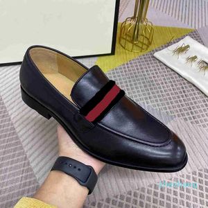2023-Men Black Dress Shoes Designer Matte Patent Real Leather Luxury Summer Party Mocassins pour Business Party