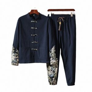 2023 Mannen Chinese Stijl Retro Tang Pak Cott Linnen Patchwork Pak Plus Size Gedrukt Hanfu Mannen Kleding Print Kleding 5XL Mannelijke O2AH #