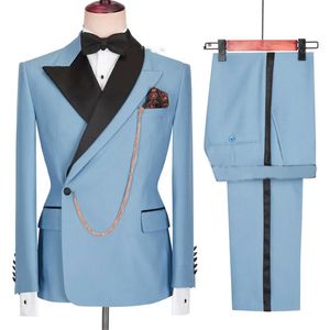 2023 Men kleding bruiloftsbedrijf slanke fit jas jurk blazers jasbroek broek mannelijke pakken 2 -delige set disfraz de hombre 240311