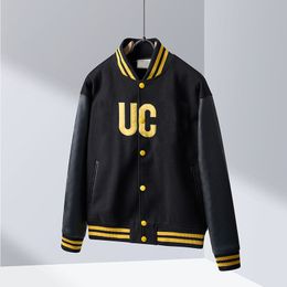 2023 Hombres diseñador Abrigos Chaqueta Piña bordado manga Cuero Paneles manga relieve letra uniforme de béisbol mujeres negro amarillo M-2XL