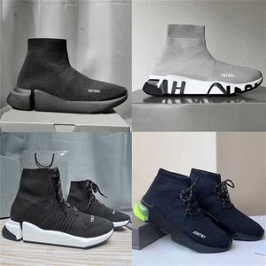 2023 Mannen Designer Sneakers Vrouwen Sok Technische 3D Gebreide Sok-achtige Trainers Designer Schoenen Mode Wit Zwart Graffiti Sole casual Schoenen Met Doos NO017 TLFJ