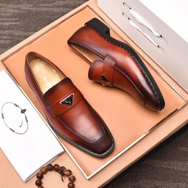 2023 Hombres zapatos de vestir formal estilo brogue hecho a mano zapatos de boda de fiesta genuinos diseñador de marca de la marca hombres tejidos pisos oxfords talla 38-45