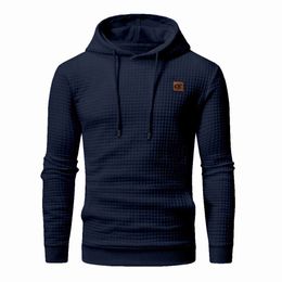 2023 hommes Sweats à capuche à manches longues Plaid Jacquard Pullor DrawString Kanga Pockets décontractés Sweats à capuche