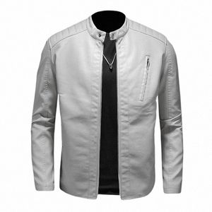 2023 hombres chaqueta de cuero collar del soporte delgado pu chaqueta de cuero otoño fi hombres motocicleta causal abrigo masculino moto biker abrigo s1zf #