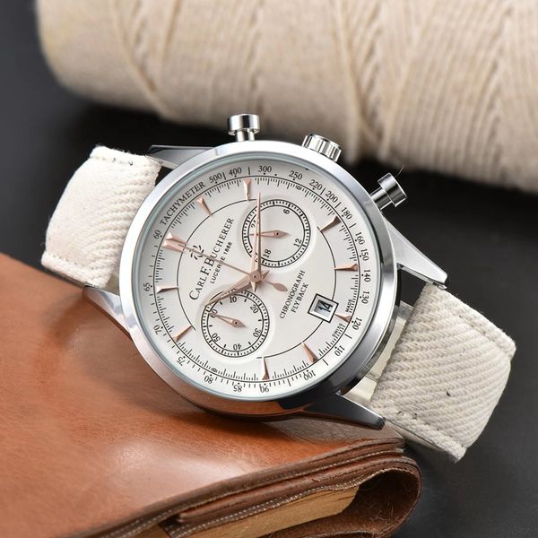 2023 Relojes de lujo para hombres Serie de cinco puntadas Todos los diales Trabajo Reloj de cuarzo para hombre Alta calidad 1888 Reloj de marca de lujo superior Moda Forma redonda CARLF FLY 104