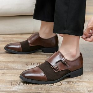 2023 Men Patent Leather Dress Shoes Monk Strap Evening Wedding Loafers Office Footwear Sapato Social Masculino