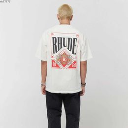 2023 T-shirt de mode pour hommes et femmes Br Rhude s American Street Letter New Spring Summer Card Printing Loose Couple à manches courtes Bgyw